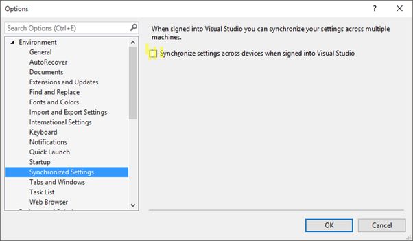 Synchronize settings